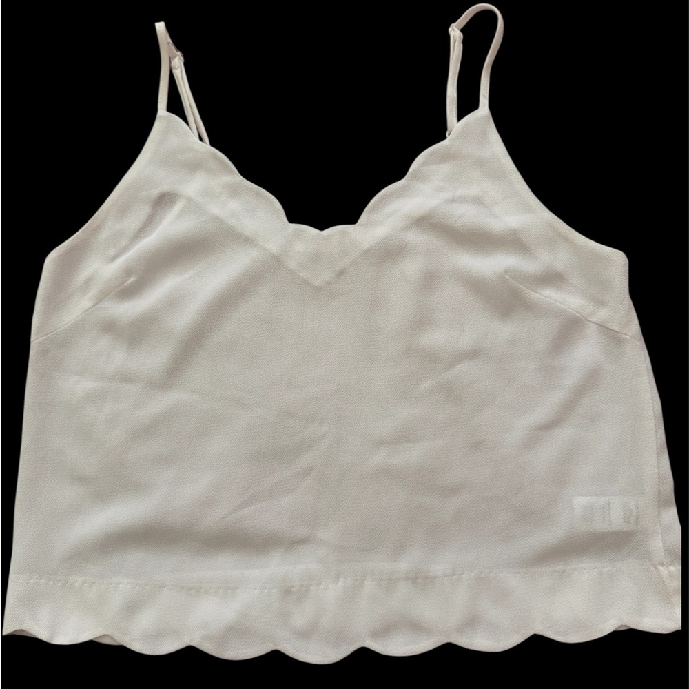 Scalloped V-Neck Cami Tank in Ivory